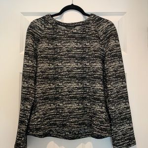 Black and off white melange thick knit top